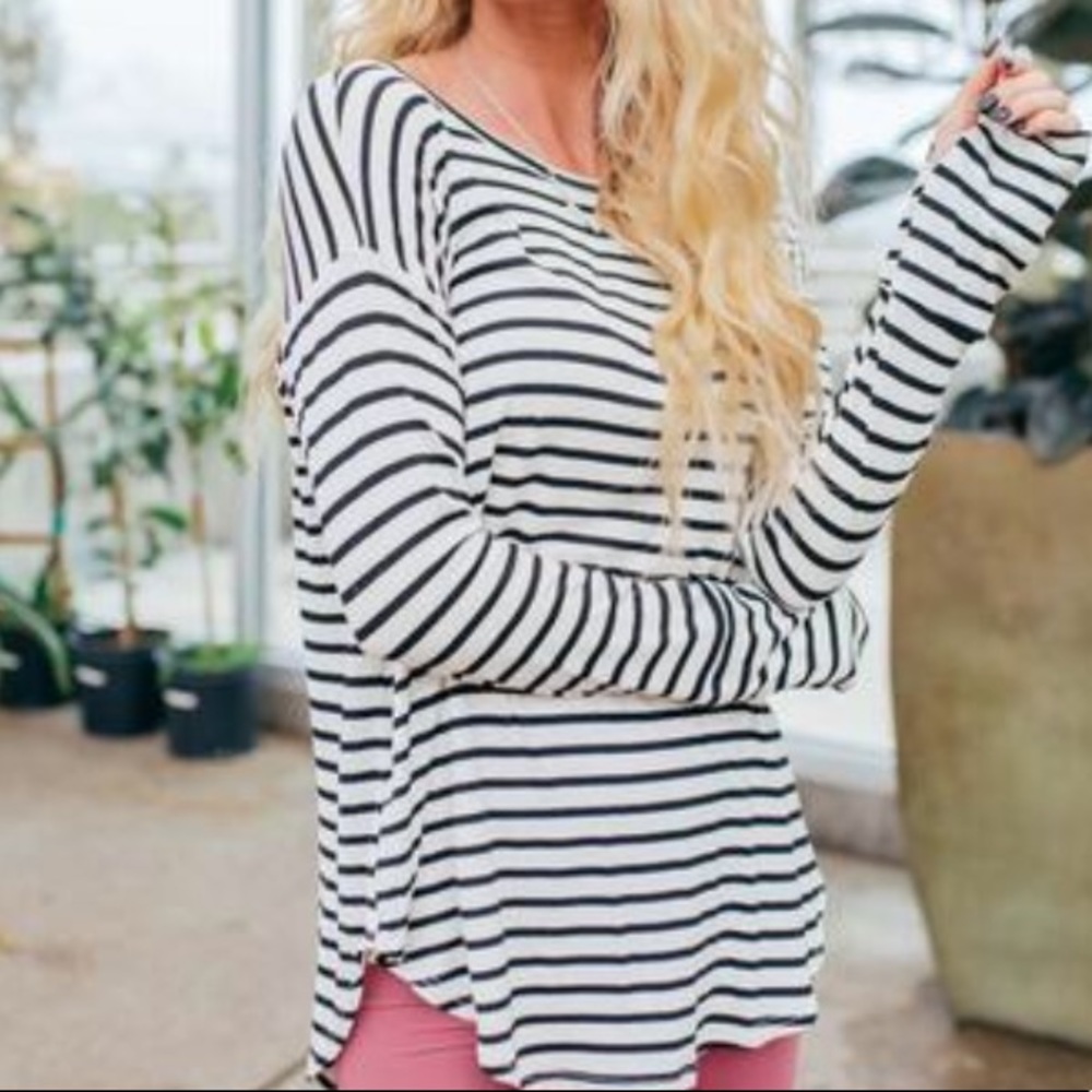Medium black and white strip shirt
